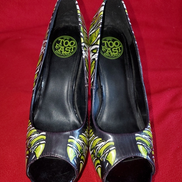 Too Fast Brand Smokin High Heel Shoes green zombie - Picture 3 of 13